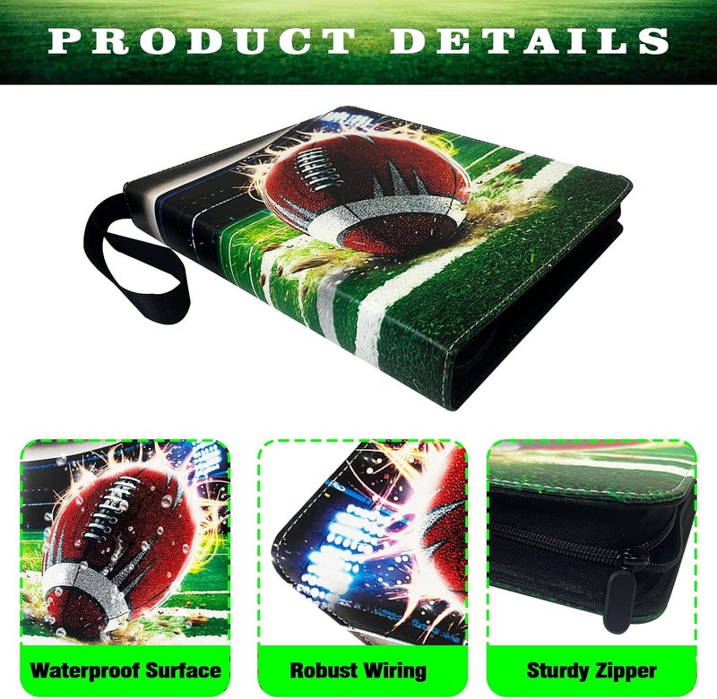 Rmannke 400 Pockets Football Cards Binder,Trading Cards Holder Card Collectors Album,Trading Card Binder 4 Pocket with 50 Removable Sleeves - Image 4